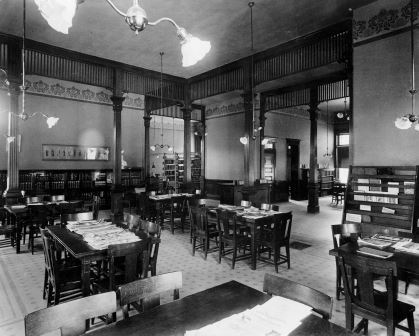 Historical photo Inside Canon City public Carnegie library 