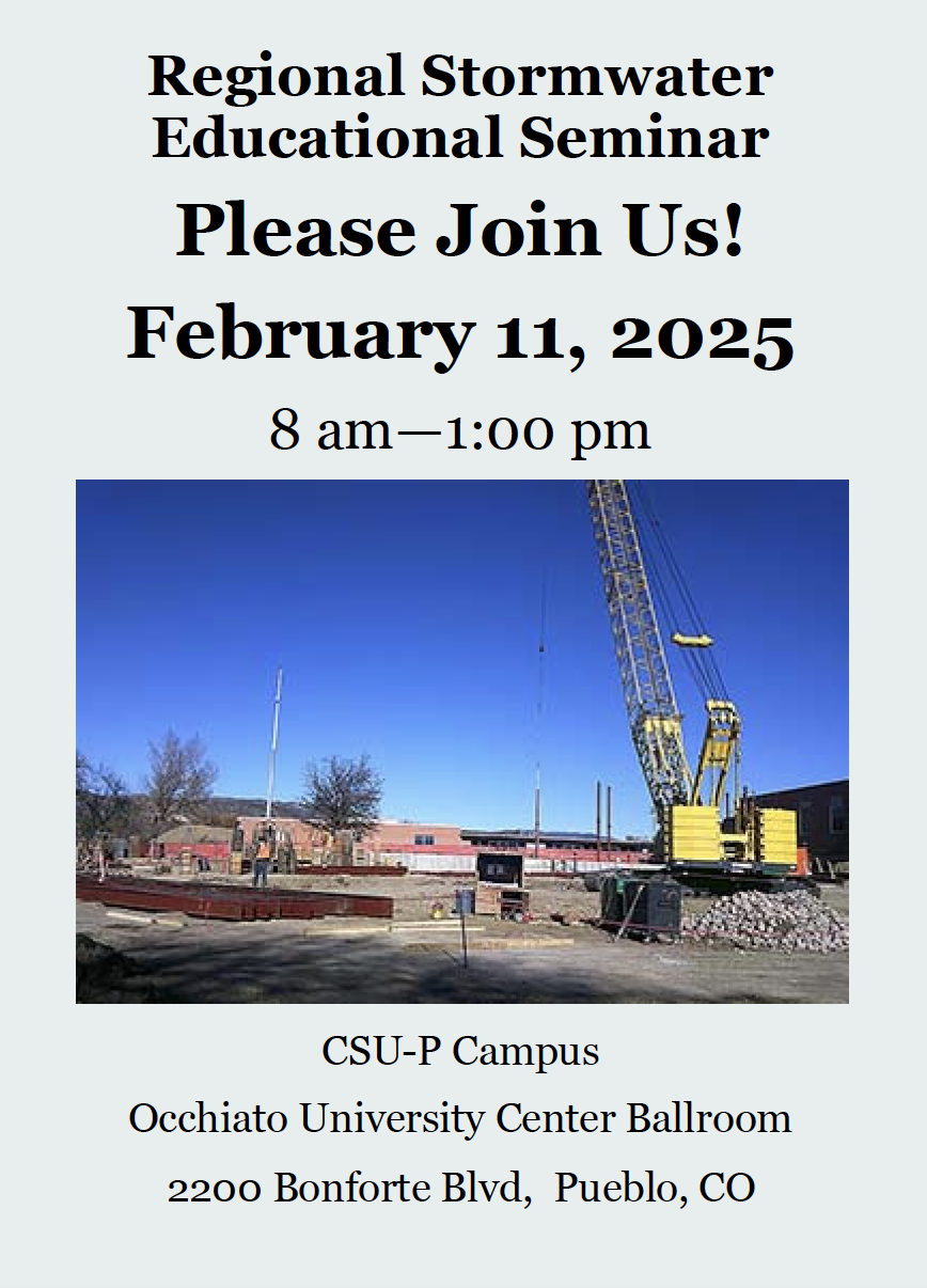 2025 Regional Stormwater Seminar Flyer with photo of construction site and heavy equipment
