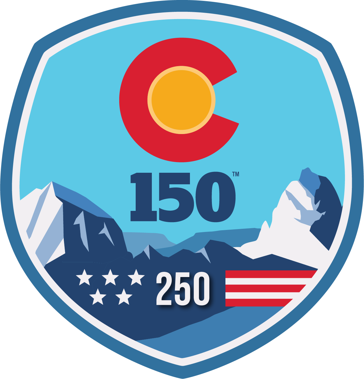 Official logo for the Colorado 150/America 250