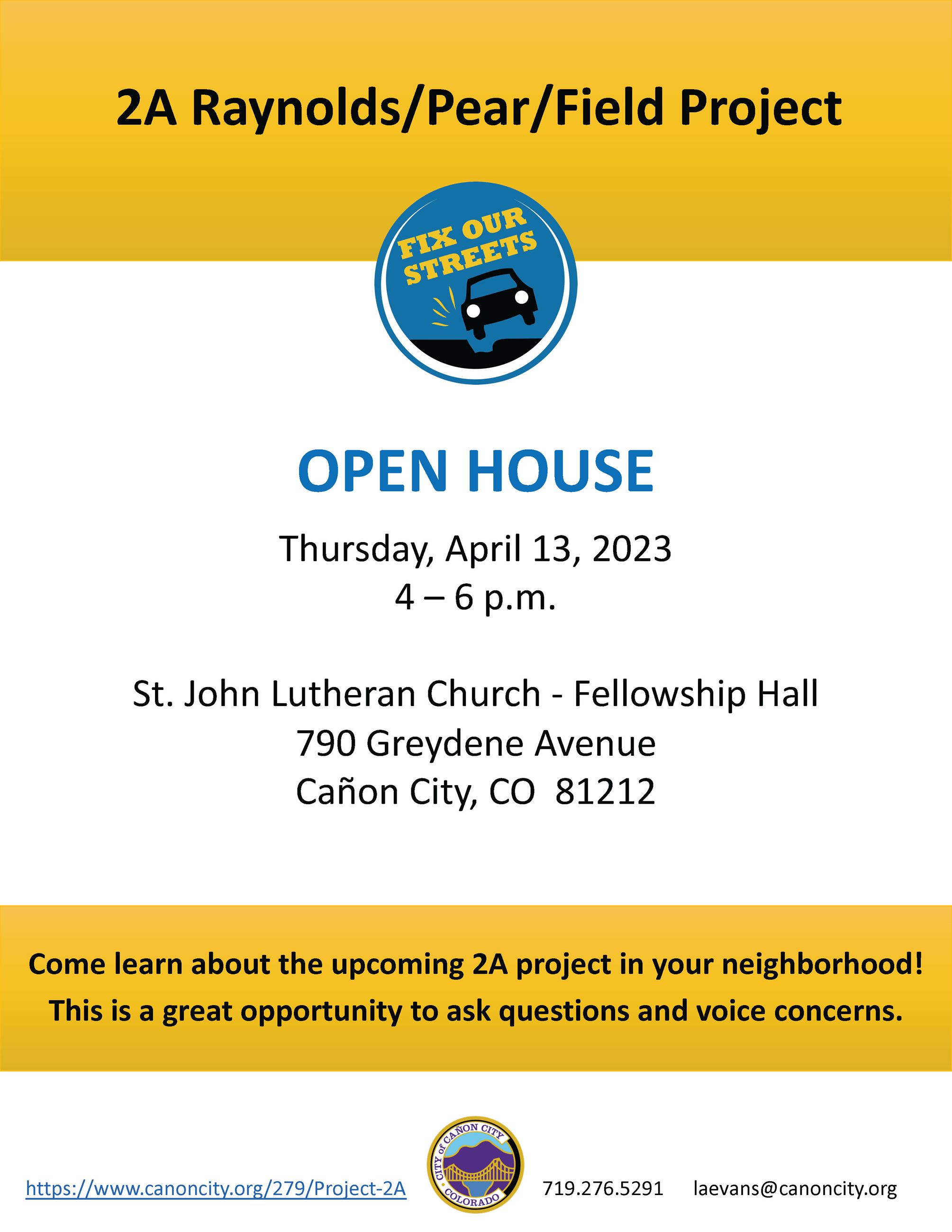 Open House 2A Raynolds Project Flyer